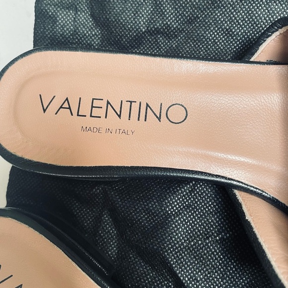 Valentino By Mario Valentino Black and Gold Mules with Distinctive Hardware - Picture 4 of 8